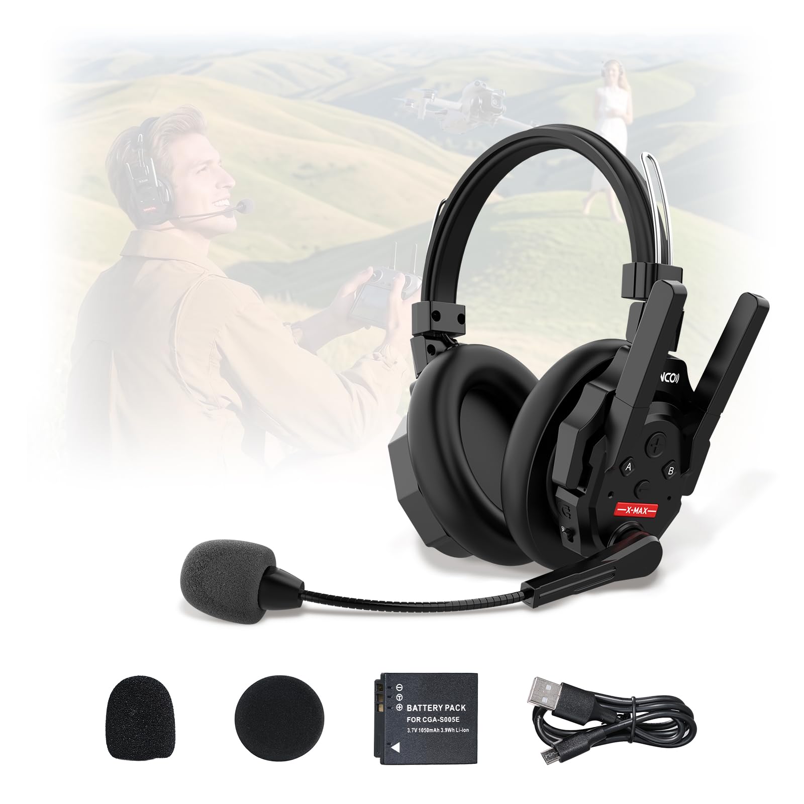 Amazon.com: SYNCO XTALK XMAX1 Wireless Intercom Headset, 1640ft